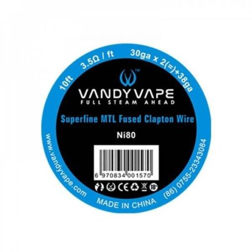 VANDYVAPE NI80 SUPERFINE MTL FUSED CLAPTON 30GA*2(=)+38GA SPOOL - فاندي فيب بكره سلك سوبر فاين ام تي ال