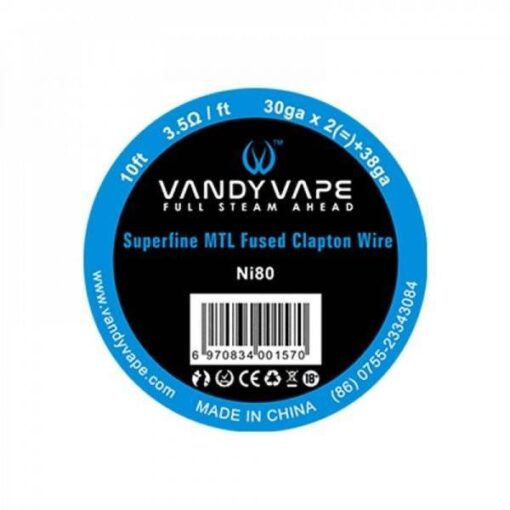 VANDYVAPE NI80 SUPERFINE MTL FUSED CLAPTON 30GA*2(=)+38GA SPOOL - فاندي فيب بكره سلك سوبر فاين ام تي ال