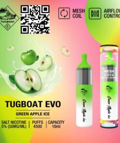Tugboat Evo Green Apple Ice 4500 Puffs 50 MG Disposable Pod