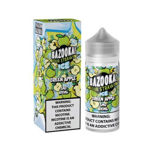 BAZOOKA 100ML ICE GREEN APPLE SOUR STRAWS E-LIQUID