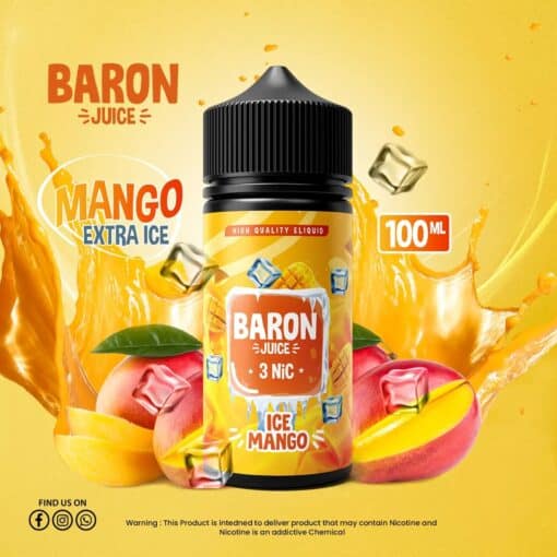 BARON ICE MANGO E-LIQUID 3MG 100ML - بارون بريميوم فيب ليكويد