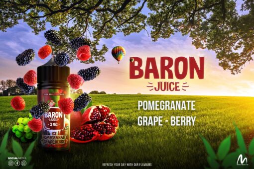 BARON ICE POMEGRANATE GRAPE BERRY 3MG 100ML E-LIQUID - بارون بريميوم فيب ليكويد