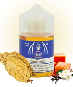 HALO TRIBECA PG ELIQUID SMOOTH TOBACCO HIGH PG VERSION bottle displaying smooth tobacco caramel graphics.