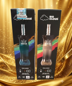 Close-up view of the smart digital LED display monitoring e-liquid levels and battery status on the Al Fakher Crown Bar 60K Pod Vapes Egypt device.