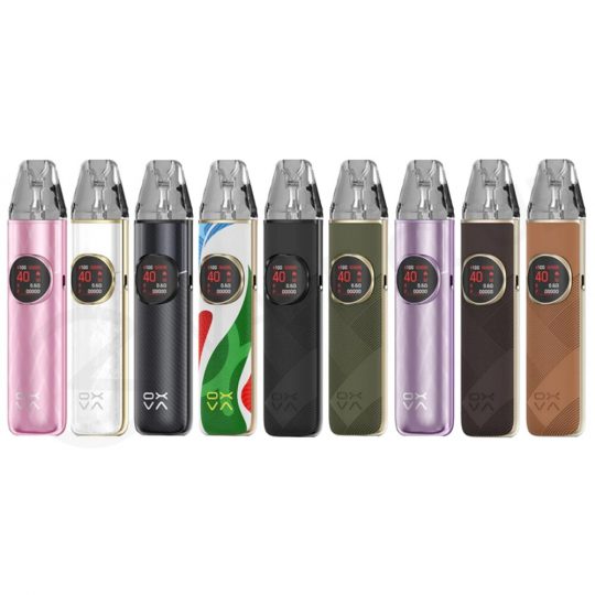 OXVA NEXLIM 2 POD device standing upright displaying its premium metallic finish and bright 0.85-inch integrated digital color screen.