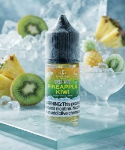 PINEAPPLE KIWI ICE SALT FIVE PAWNS ORCHARD ELIQUID bottle displaying tropical pineapple kiwi ice graphics.