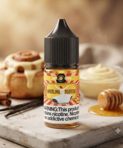 WHIRLING DERVISH SALT FIVE PAWNS VAPE ORENDA ELIQUID bottle displaying artisan cinnamon roll graphics.