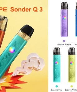 GEEKVAPE SONDER Q3 POD STARTER KIT device displaying sleek body, RGB light, and 3ml Q pod.