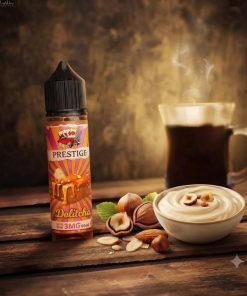 PRESTIGE DOLITCHA ELIQUID bottle displaying rich cream and roasted nuts artwork.