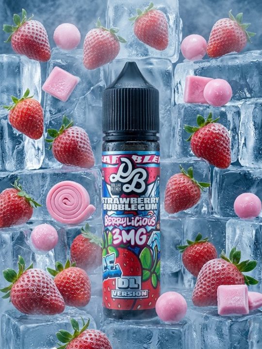 DOLLAR BERRYLICIOUS ICE GOLDEN EDITION ELIQUID 60ml bottle showing iced strawberry bubblegum graphics for vape Egypt.