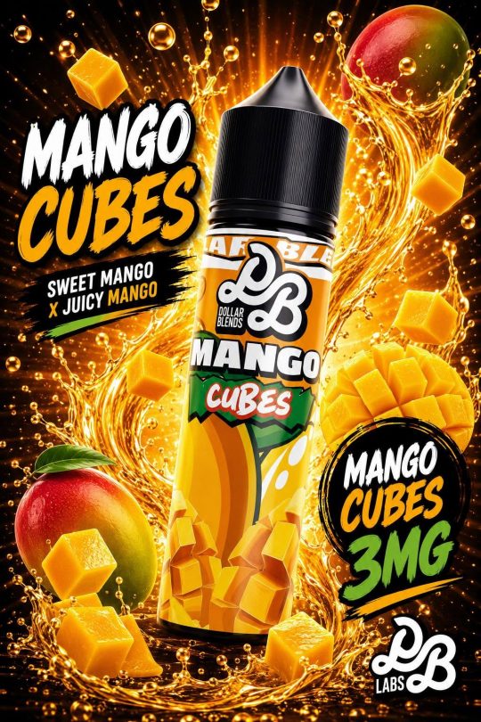 DOLLAR CUBES VAPE ELIQUID 60ml bottle showing fresh mango graphics for vape Egypt.