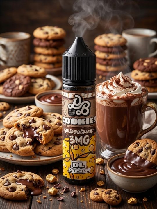 DOLLAR GOLDEN CRUNCH GOLDEN EDITION ELIQUID 60ml bottle showing butter cookies graphics for vape Egypt.