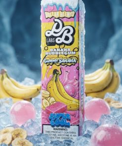 DOLLAR SALT GUMMY BANANA SUPER COOL ELIQUID bottle displaying banana bubblegum ice graphics.