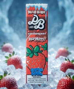 DOLLAR SALT RED DROPS SUPER COOL ELIQUID bottle displaying sweet strawberry ice graphics.