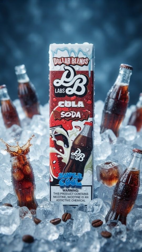 DOLLAR SALT SODA SUPER COOL ELIQUID bottle displaying classic soda cola ice graphics.