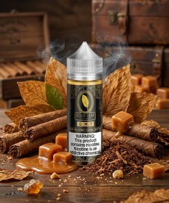 GOLD LEAF GMT ELIQUID 100ml bottle with caramel and tobacco graphics for vape Egypt.