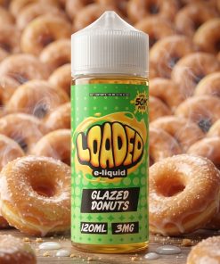 LOADED GLAZED DONUTS ELIQUID 120ml bottle with fresh glazed donut graphics for vape Egypt.