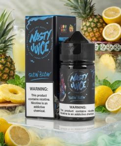 NASTY SLOW BLOW ELIQUID 60ml bottle with pineapple and lemon graphics for vape Egypt.