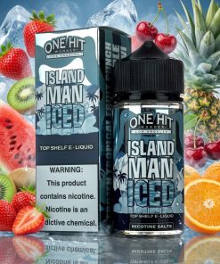 ONE HIT WONDER ISLAND MAN ICED ELIQUID 100ml bottle with iced tropical fruit graphics for vape Egypt.