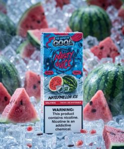 Close-up shot of NASTY SUPER COOL WATERMELON ICE SALT ELIQUID bottle for فيب شيشة إلكترونية مصر.